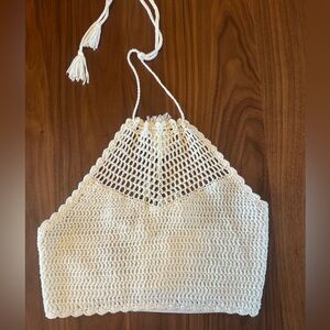 Vici Crochet  Tie Halter Crop Top